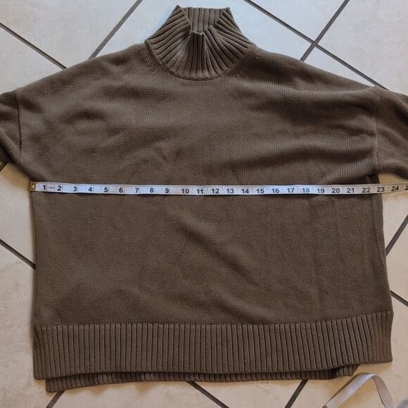 Everlane Perfect Boxy Mock Turtleneck Olive Brown Cotton Size XS - Picture 7 of 9